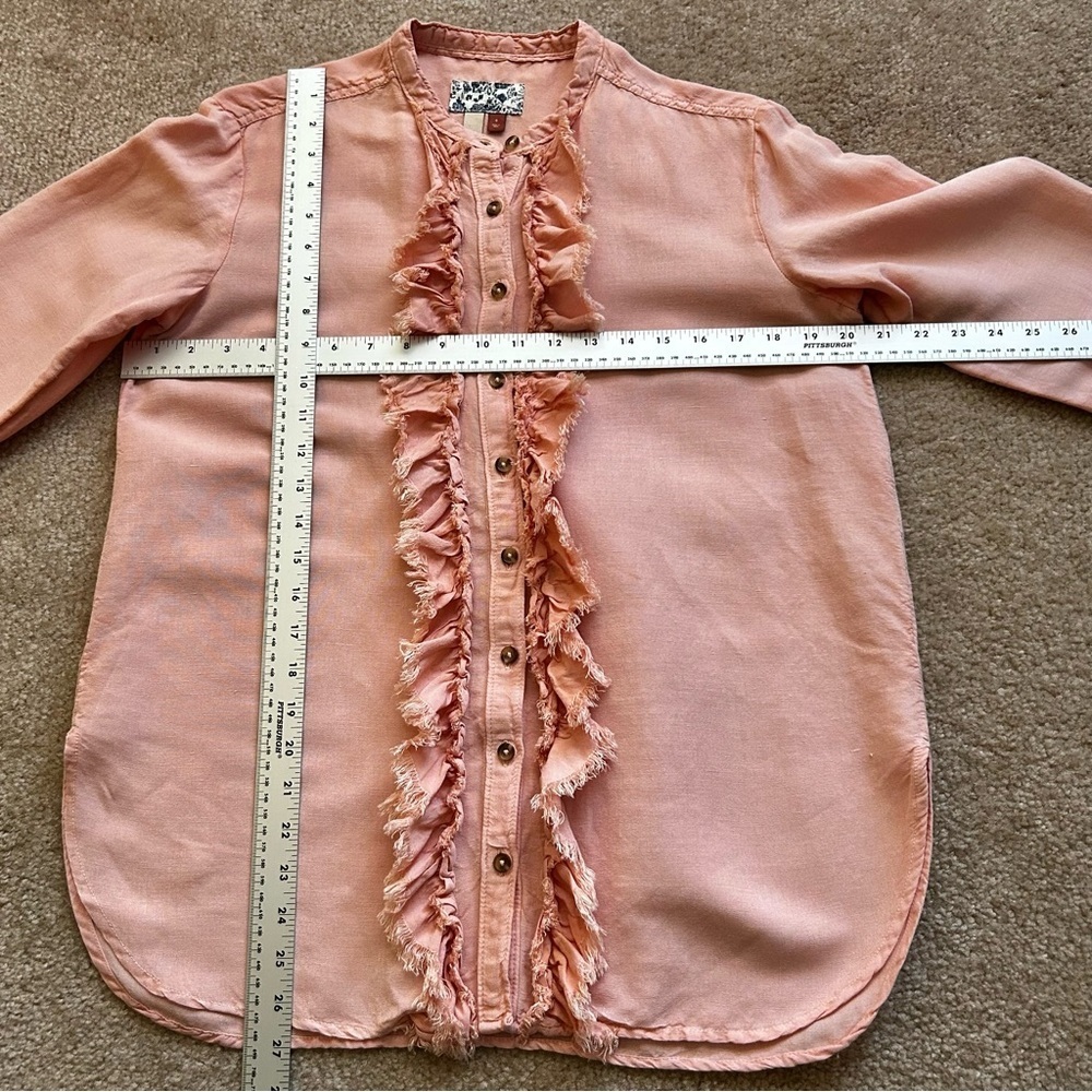 Pilcro Anthropologie Ruffled Long Sleeve Button Down Top - Picture 7 of 9